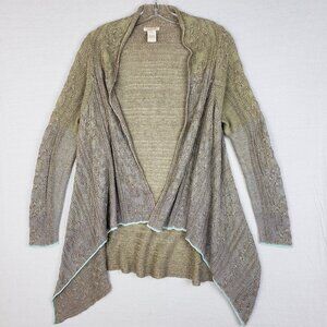 Sundance Cardigan Linen Blend Open Front Sweater Cable Knit Boho Fairycore sz S